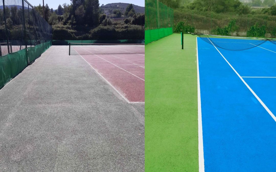 Pintura pistas de tenis del polideportivo municipal de Albaida